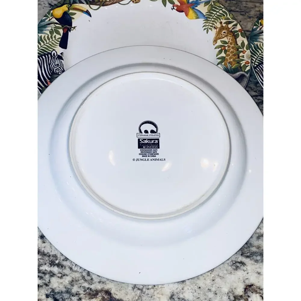 Set of 11 Sakura Jungle Animals Stephanie Stouffer Stoneware Dinner Salad 10